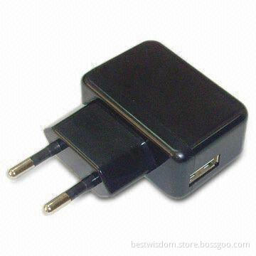 Mobile Phone USB Travel Charger with 500mA Charging Rate, CE, UL and RoHS Marks